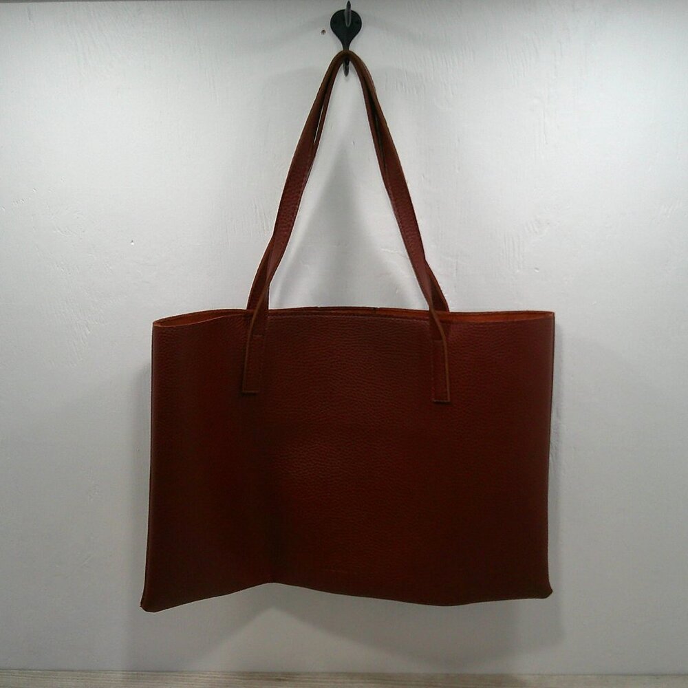 Vince Camuto Luck Tote Bag Vegan Pebbled Leather Red Desert Stripe Work Laptop - Picture 3 of 10